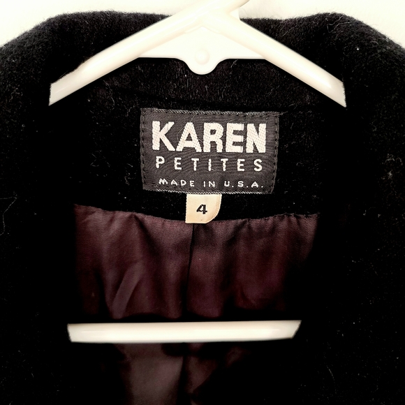 Karen Petites Wool Jacket / Coat Black Size 4 Petite Made in USA - Picture 4 of 6